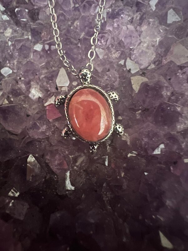 Collana con Ciondolo a forma di tartaruga con pietra di Rodocrosite