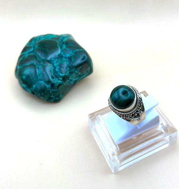 Anello Malachite Argento 925 Mis. 13 - immagine 2
