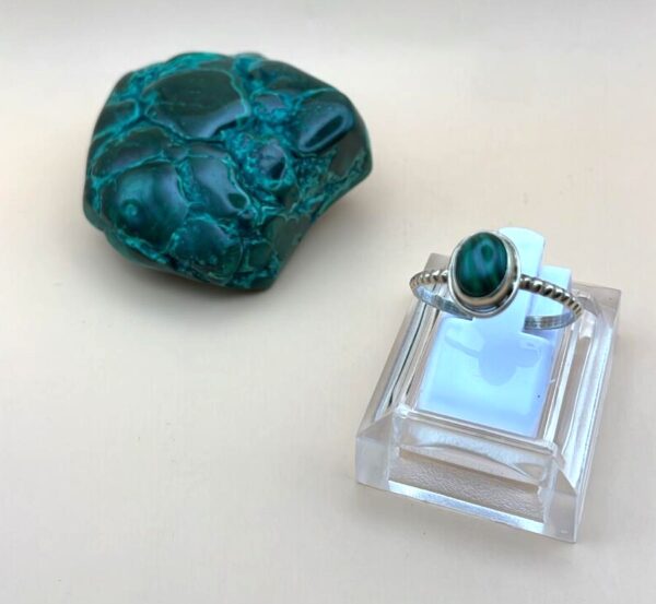 Anello Malachite in Argento 925 Mis. 21