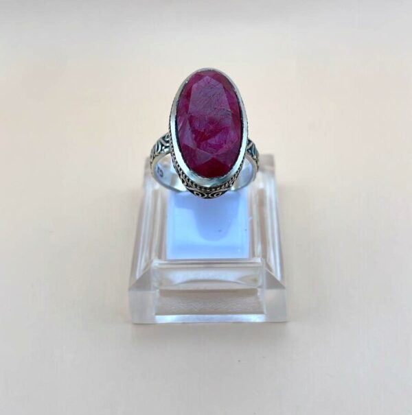 Anello Radice Di Rubino Argento 925 Mis. 17,5 - immagine 3