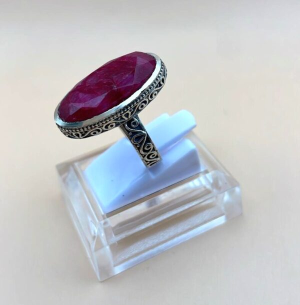 Anello Radice Di Rubino Argento 925 Mis. 17,5 - immagine 4