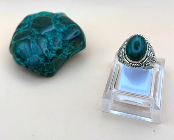 Anello Malachite Argento 925 Mis. 15 - immagine 2