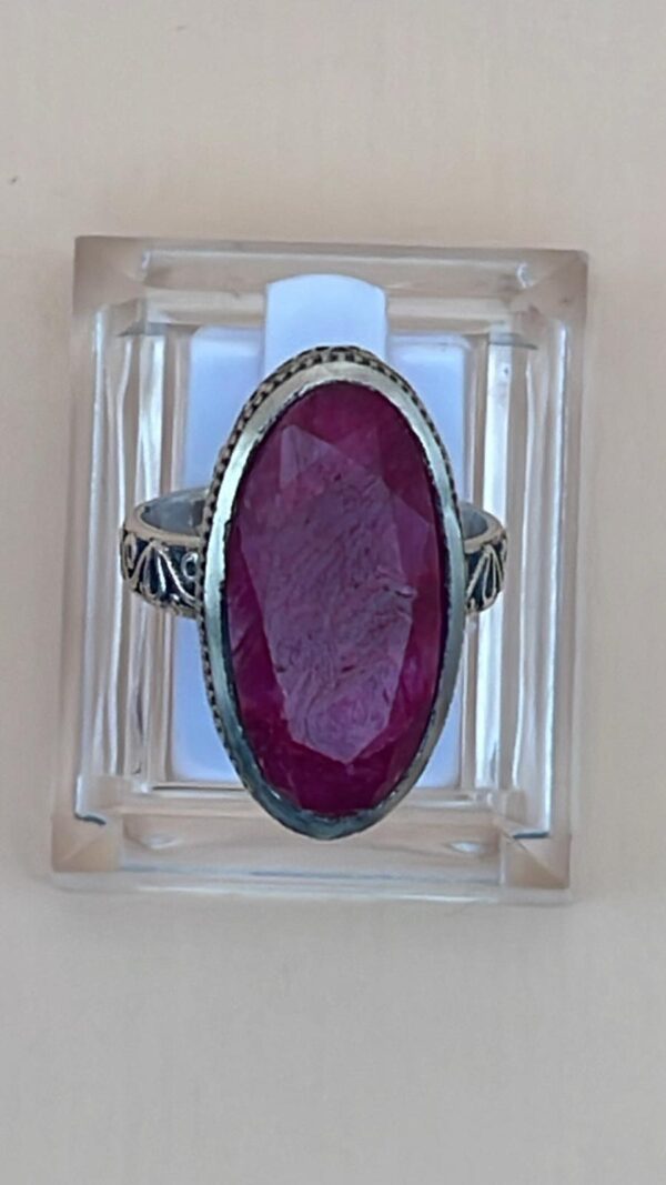 Anello Radice Di Rubino Argento 925 Mis. 17,5 - immagine 2