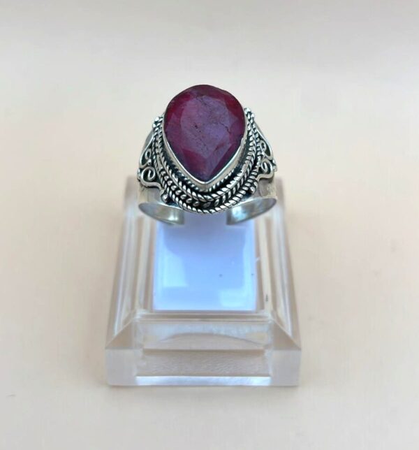 Anello In Radice Rubino Argento 925 Mis 21 - immagine 3
