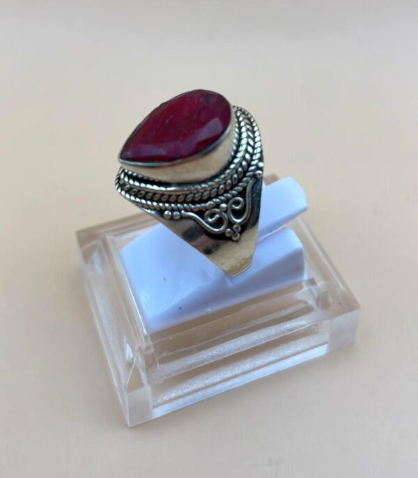 Anello In Radice Rubino Argento 925 Mis 21 - immagine 4