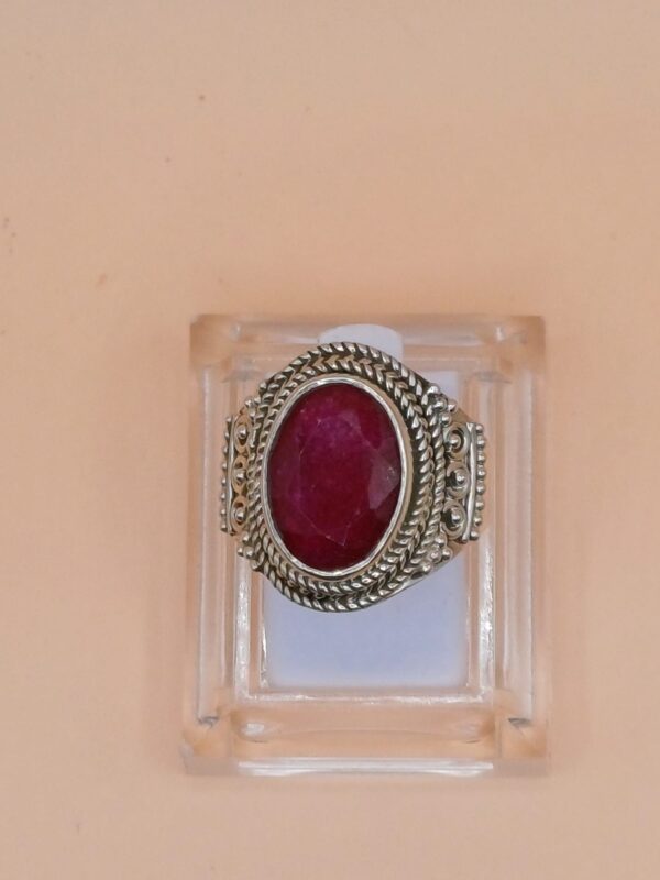 Anello Radice di Rubino in Argento 925 mis 16,5