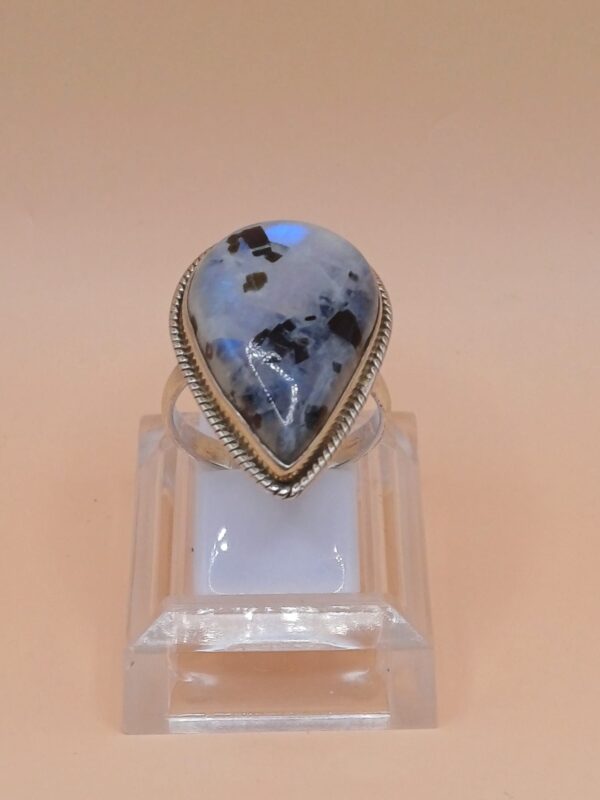 Anello Pietra di Luna Tormaliata Argento 925 - immagine 4