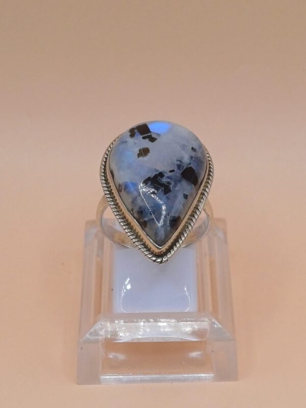 Anello Pietra di Luna Tormaliata Argento 925 - immagine 5