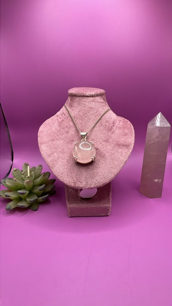 Collana con Ciondolo Quarzo Rosa In Argento