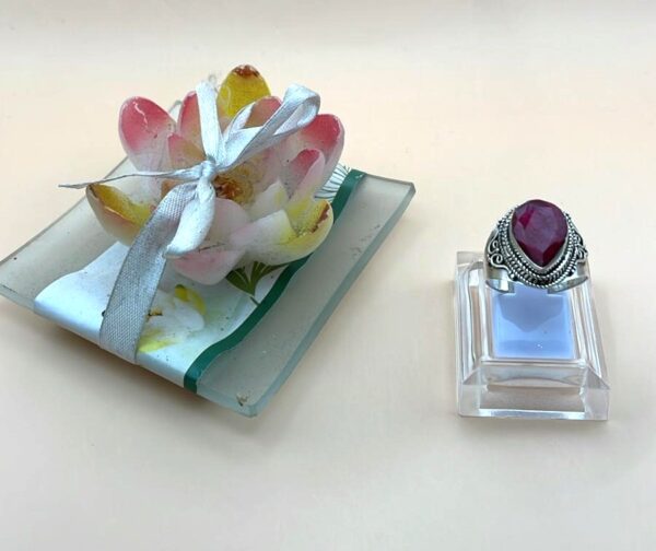 Anello In Radice Rubino Argento 925 Mis 21