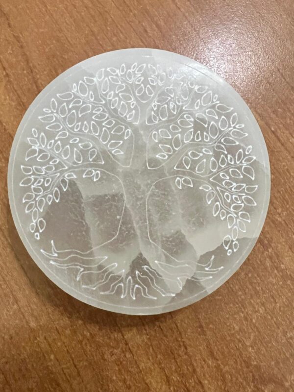 SELENITE PIATTINO CON ALBERO DELLA VITA