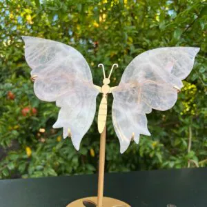 Farfalla con Piedistallo in Quarzo Rosa