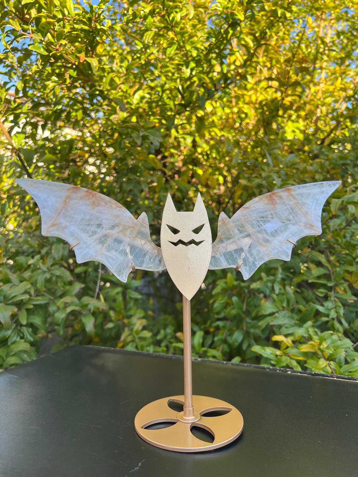 Pipistrello con Ali di Farfalla in Quarzo Gold