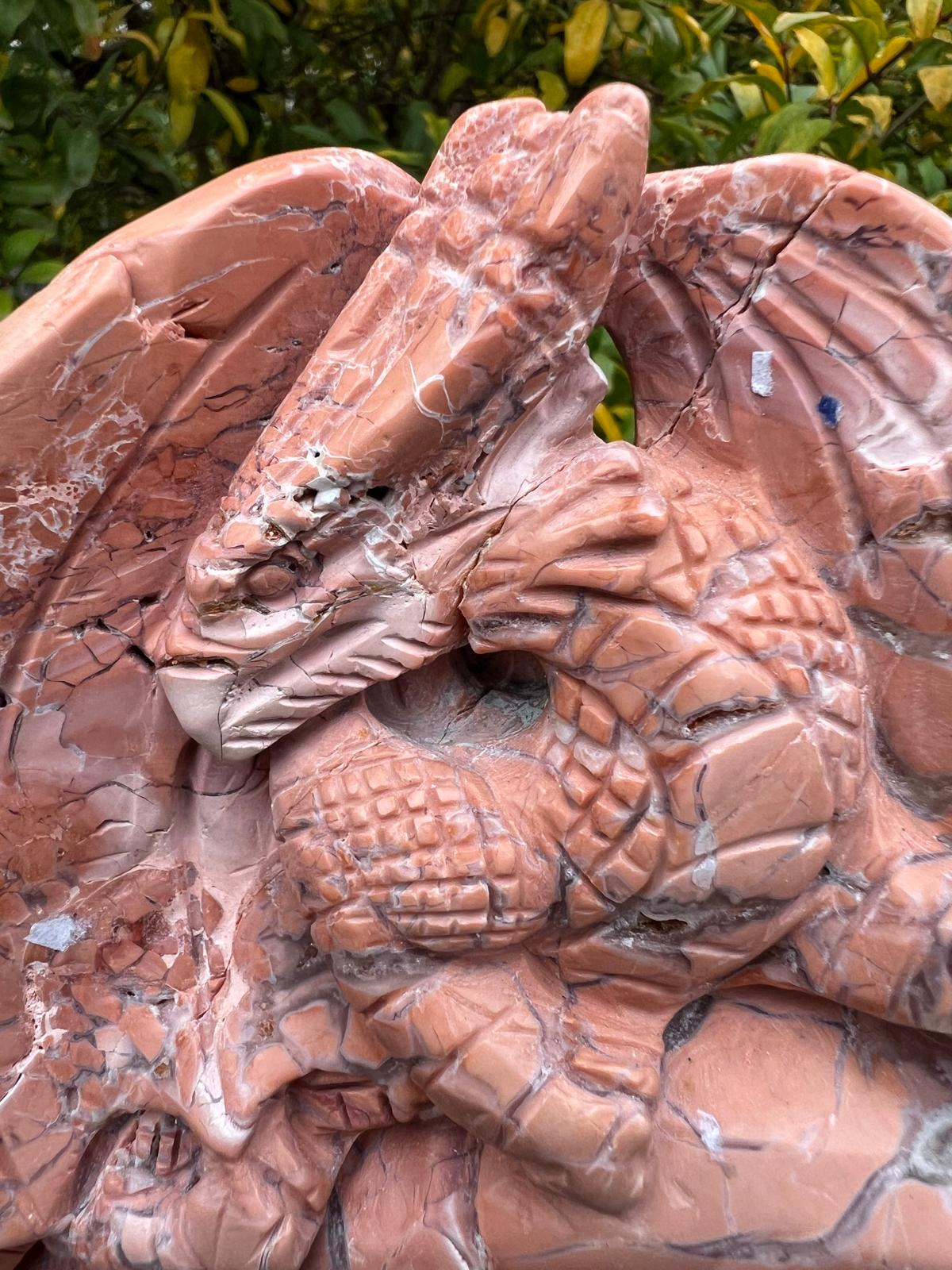 Drago in Agata rosa peso kg 1,397 largo cm 17 altezza cm 18 - immagine 3