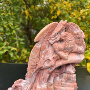 Drago in Agata rosa peso kg 1,397 largo cm 17 altezza cm 18