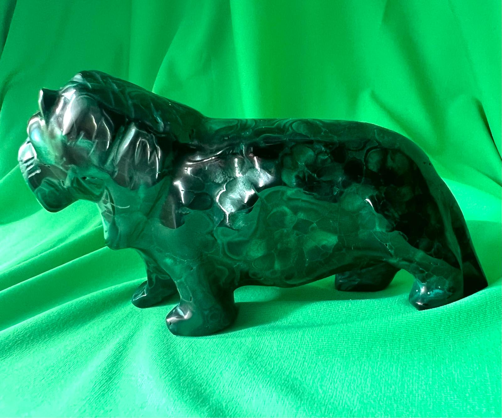 Tigre in Malachite gr 360 lunga cm 12 alta cm 7 - immagine 4
