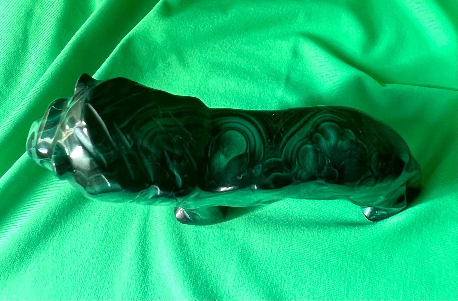 Tigre in Malachite gr 360 lunga cm 12 alta cm 7 - immagine 5
