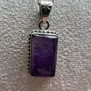 Ciondolo Ametista Argento 925 Rettangolare