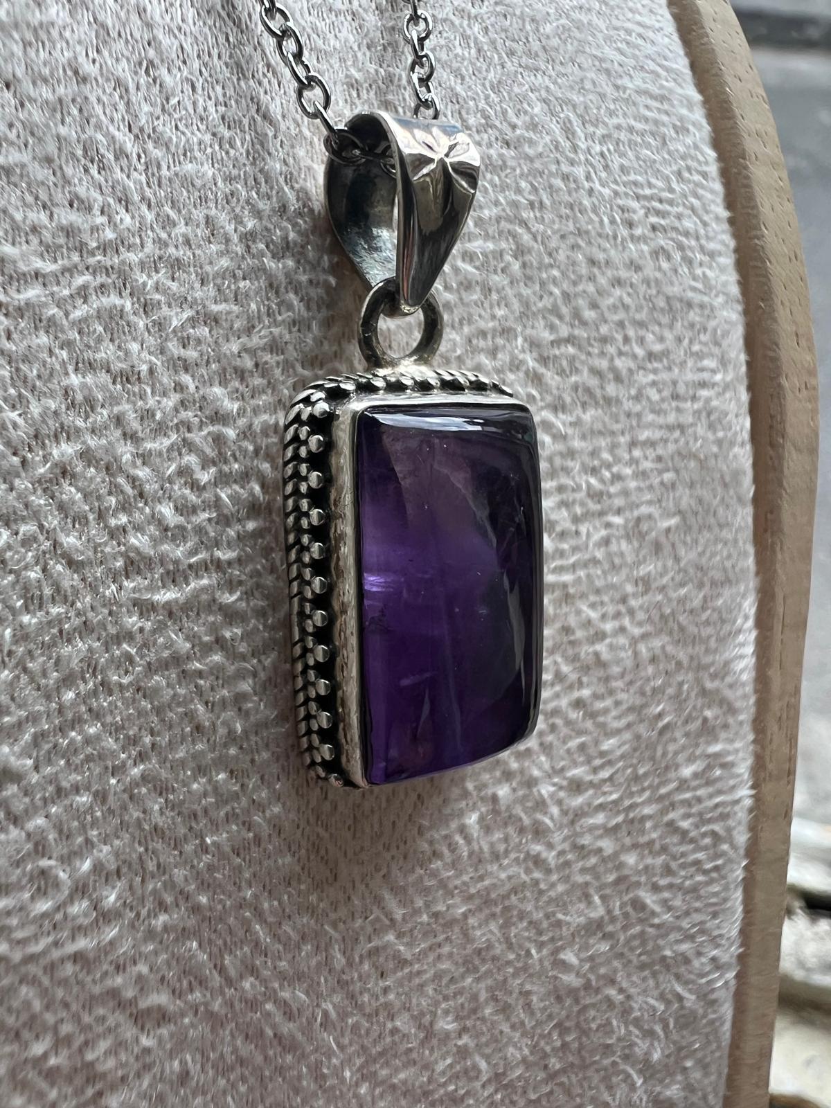 Ciondolo Ametista Argento 925 Rettangolare - immagine 3