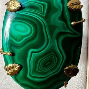 Anello In Malachite Argento 925 Placato Oro