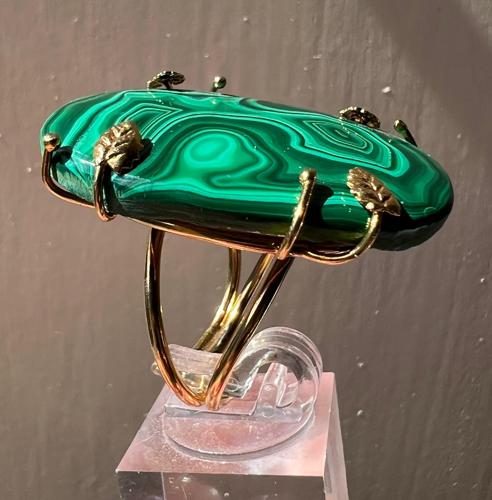 Anello In Malachite Argento 925 Placato Oro - immagine 3