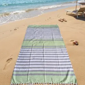 Telo mare in cotone indiano cm 180x100 € 10,00 a righe colore verde e grigio