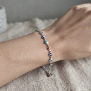 Bracciale in acciaio con occhio turco di vari colori