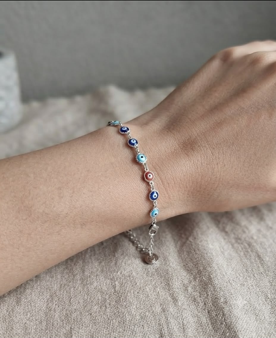 Bracciale in acciaio con occhio turco di vari colori