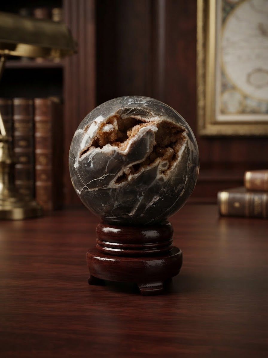 Sfera Agata con Geode composta da Sfalarite gr 619 dm 7,7 € 89