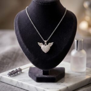 Collana Acciaio Ali Angelo Cuire Zirconi Cubici