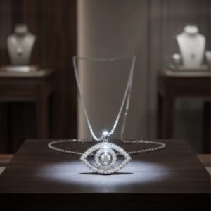 Collana Acciaio Occhio Turco Zirconi Cubici